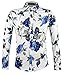 APTRO Men's 100% Cotton Floral Shirt Long Sleeve Flower Shirt
