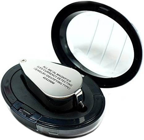 Illuminated 40X Jewelers Loupe 40X25mm Magnifier with LED &amp; UV Lights