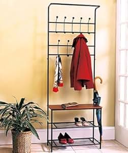 Amazon.com: 1 X Metal Entryway Storage Bench with Coat Rack: Kitchen