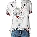 Tops for Women Plus Size, Summer Floral Print Short Sleeve T-Shirts V-Neck Button Up Blouse Casual Tee