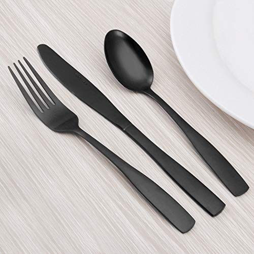Matte Black Silverware Set, Satin Finish 20Piece Stainless Steel