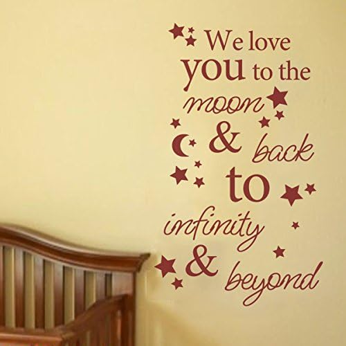 I Love You To The Moon & Back To Infinity & Beyond Nursery Wall Decal Kids Wall Quote Baby Nursery Wall Sticker Vinyl Baby Room Art Decor Black