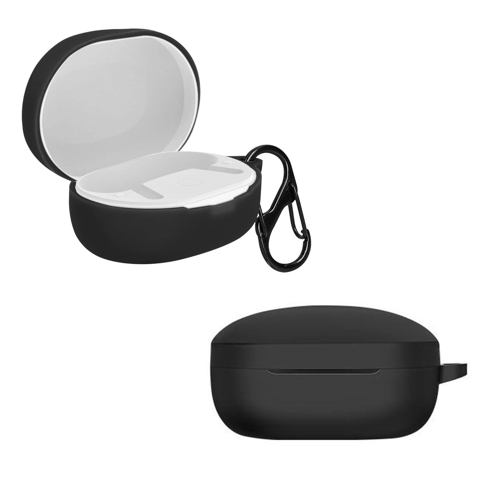 KZIOACSH Silicone Case for Anker Soundcore LIFE P2 mini, Ultra Slim Anti-Scratch Anti-Lost Protective Earbuds Case Lightweight Washable Sumdge-Proof Earphone Skin Cover with Carabiner, Black