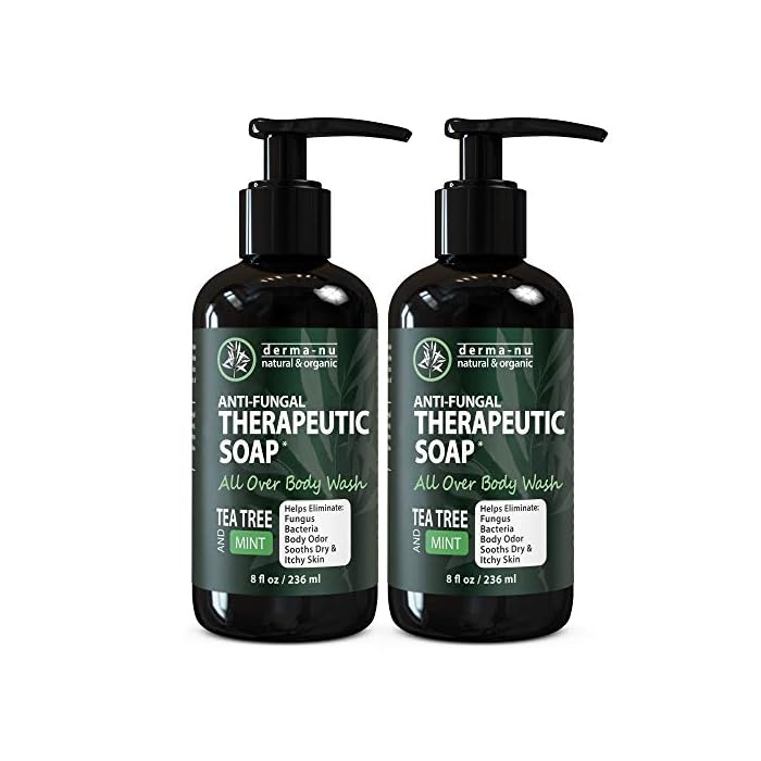 Antifungal Antibacterial Soap & Body Wash - Natural Fungal Treatment with Tea Tree Oil for Jock Itch, Athletes Foot, Body Odor, Nail Fungus, Ringworm, Eczema & Back Acne - For Men and Women - 2 Pack