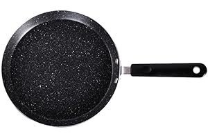 Non- Crepe Pan for Pancakes, Dosa & Omelettes, 18 cm Black/Gold Metal Frying Pan Compatible with Gas and Induction Cookers