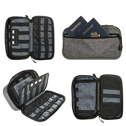 Electronics Organizer Travel Tech Case - Charge Cord, Slim Gadget, Charger Organizer Pouch Bag - Portable Cable Management Case