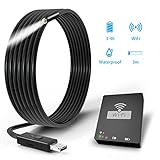 Gosira Endoscope WiFi Wireless Borescope Inspection Camera HD IP67 Waterproof Snake Camera for Android&iOS Smartphone Windows 6 LED Lights 1800mA Rechargeable Battery- 9.8ft(3M)