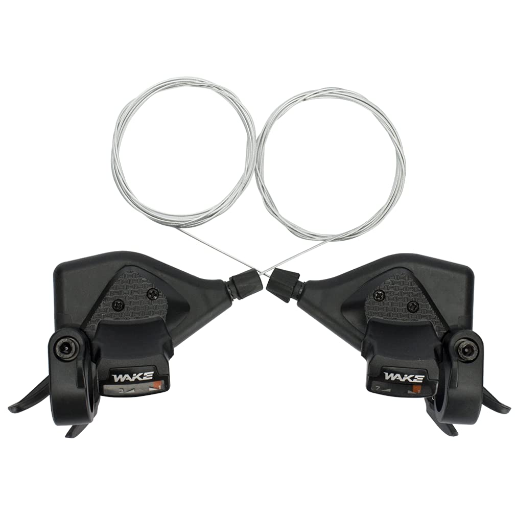 FOMTOR 3x8/9/10 Bike Shifters Set 24/27/30 Speed Mountain Shifter Left Right Shifter with Cables for Mountain Bike Folding Bike (1 Pair) (3x7 21Speed)
