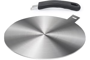 Induction Plate Adapter for Glass Cooktop Heat Diffuser for Electric Gas Glass Stove with Detachable Handle, 9.45 Inches