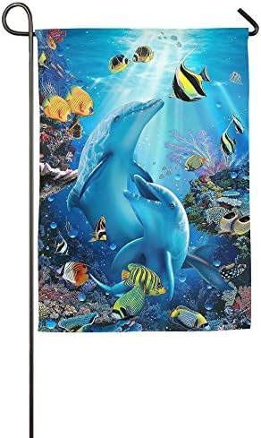 HKLOVP Fashion Custom Garden Flag Wonderful Ocean Life Garden Flag 12"x18"/18"x27" Outdoor Decor