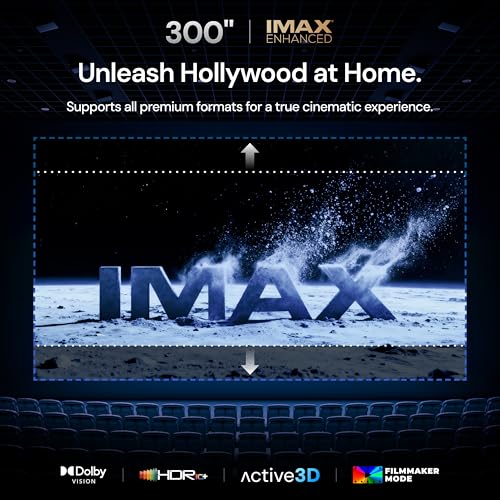 Valerion VisionMaster Max 4K Laser Projector, 3500 ISO Lumens, Anti-RBE, Speckle-Reduction, Flagship Black Level, 0.9–1.5:1 Optical Zoom, 300", IMAX Enhanced, HDR10+, 3D, Gigabit 4ms 240Hz
