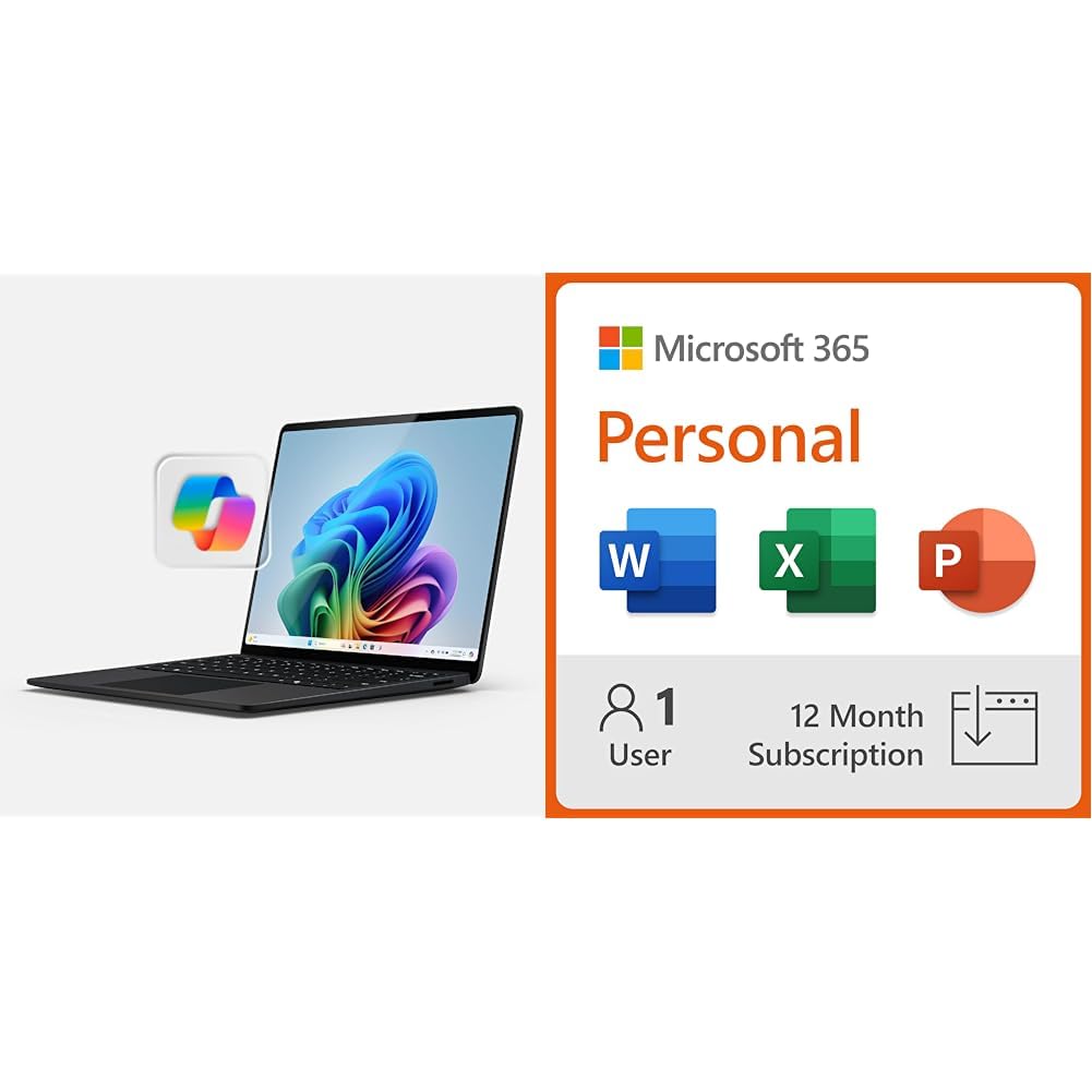 Microsoft Surface Laptop (2024), Windows 11 Copilot+ PC, 15" Touchscreen Display, Snapdragon X