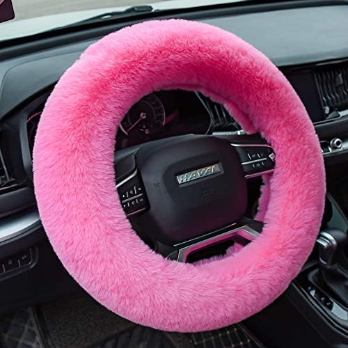 Valleycomfortable ふわふわハンドルカバー レディース ファジーハンドルカバー 冬用 暖かい ユニバーサルフィット 15インチ 車ハンドルカバー フラシ天 評判 ピンク Valleycomfortable ふわふわハンドルカバー レディース ファジーハンドルカバー 冬用 暖かい ユニバーサルフィット 15インチ 車ハンドルカバー フラシ天 評判 ピンク