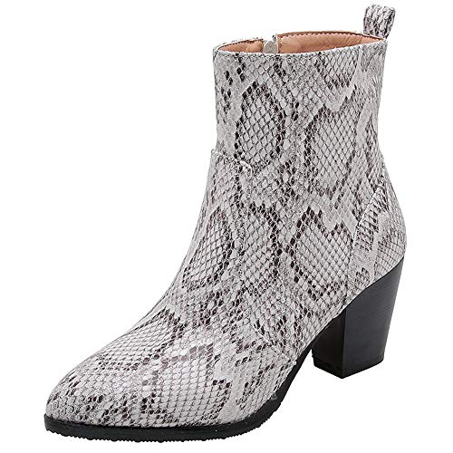 51zcoNDsRKL RAZAMAZA Mujer Elegante Botas con Tacón Ancho Cortas Snake RAZAMAZA Mujer Elegante Botas con Tacón Ancho Cortas Snake