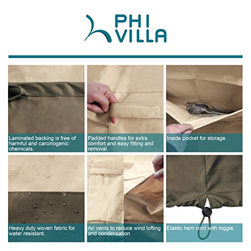 PHI VILLA Patio Furniture Set Covers Waterproof, Outdoor Dining Table