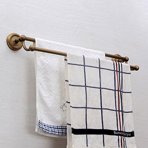 Vintage Style Wall Mount Lavatory Bath Shower Accessories 24-inch Brass Double Bars Towel Rack Bathroom Robe Hooks Towel Shelf Bar Holder Racks Antique Brass Finish