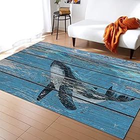 KITHOME Contemporary Non-Slip Area Rug Wood Grain Series Whale Printed Rugs Art Carnival Rubber Backing Living Room… 51zcrTJ2neL. SS280
