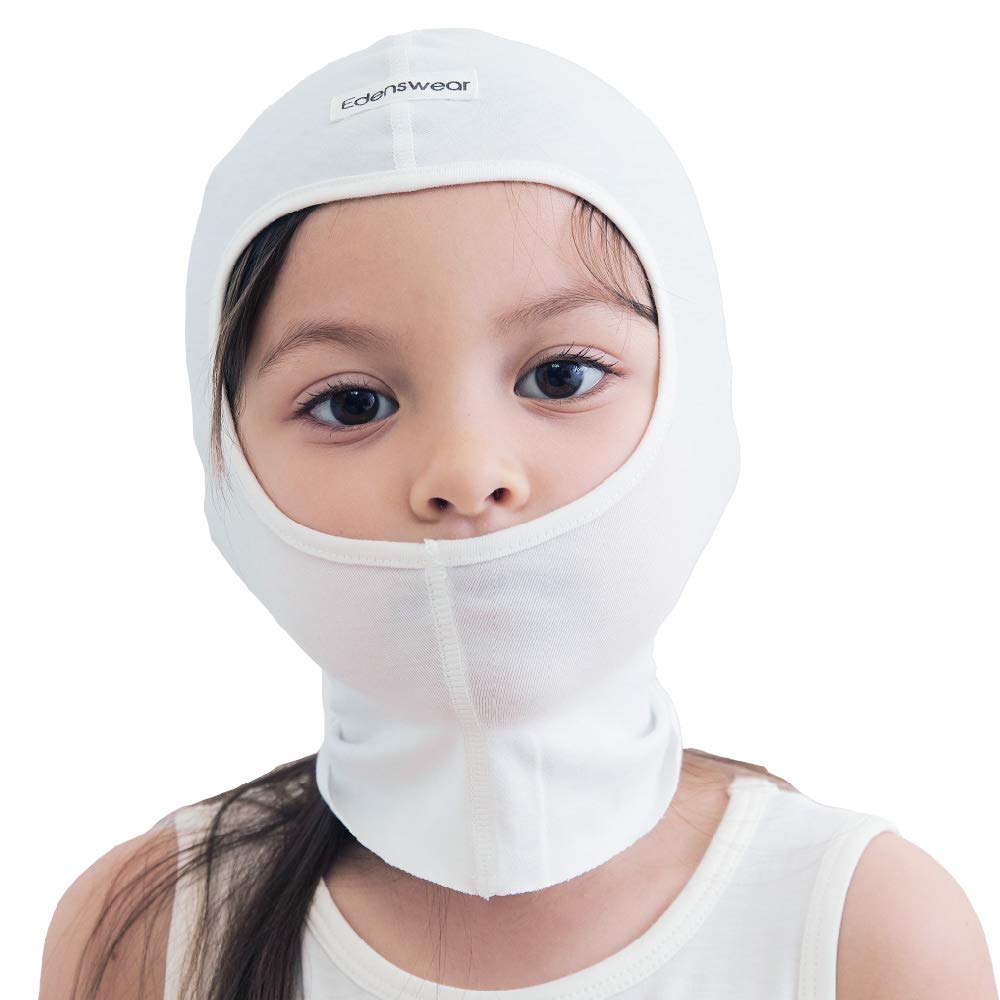 EDENSWEAR Zinc-Infused Face Balaclava for Kids with Eczema (S) White