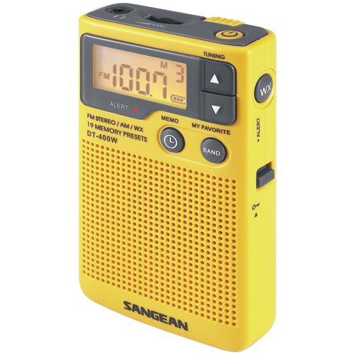 Sangean DT-400W AM/FM Digitaler Wetteralarm Taschenradio, Gelb