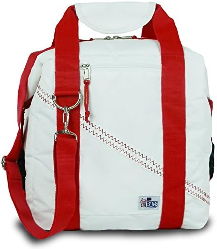 Sailor Bags Soft Cooler Bag, (Holds 12 Cans) (White/Red Straps)