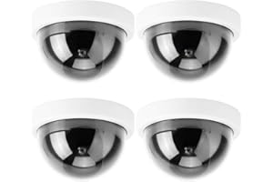High Simulation CCTV Camera 4pcs Dome Hemispherical Dummy Camera CCTV Fake Security Camera with Flashing Led Light (White)