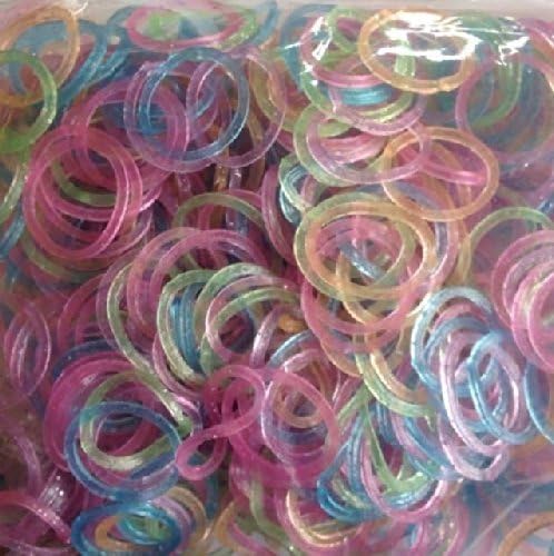 Hatime Loom Bands 300 or 600, Rainbow, Glitter, Metallic, Candy Stripe, Colour Changing, Glow in Dark, Scented, Solid, Tie Dye (Glitter 300) Metallic