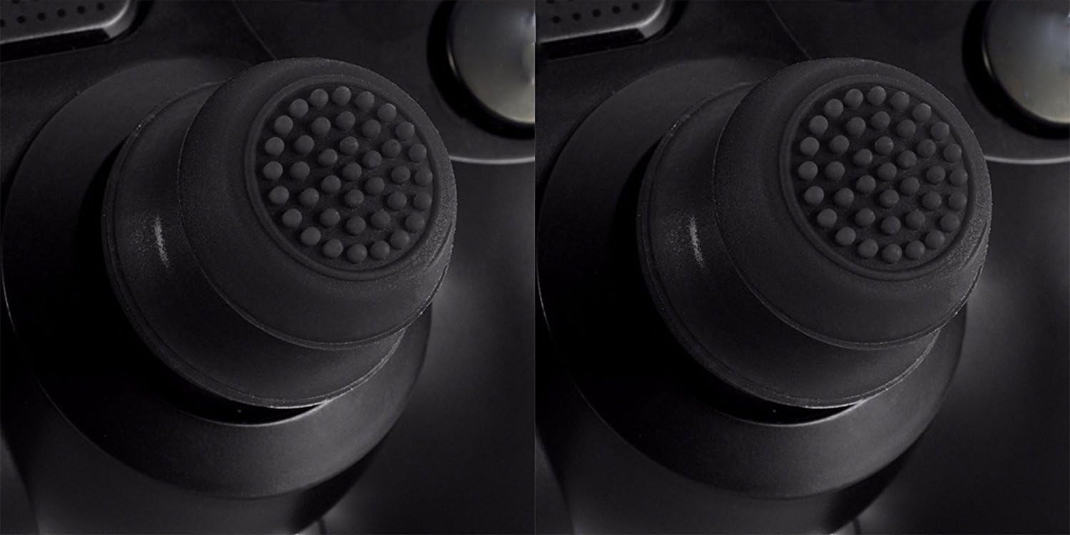 2 x Analog Raised Antislip Thumb Stick Grips Thumbsticks Joystick Cap Cover for PS4 PS3 Xbox 360 & Xbox One Controller - Black