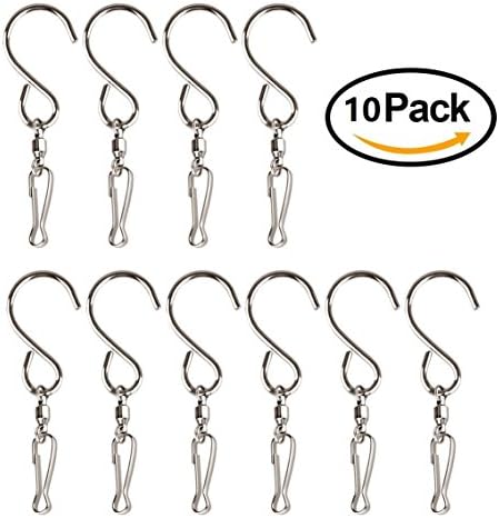 Swivel S Hooks Clips Hangers for Hanging Wind Spinners Chimes Planter Garden Suncatcher(10 Pack)