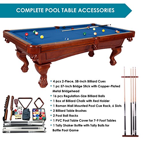 Harvil Bellagio Slate Pool Table 8-Foot with Blue Felt. Includes On-Site Delivery, Professional Installation and Accessories