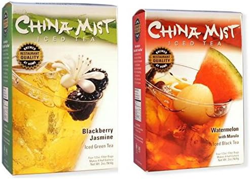 China Mist Tea 2-Pack Bundle - Blackberry Jasmine Iced Green Tea &amp; Watermelon with Marula Iced Black Tea