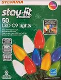 Sylvania Stay-Lit Platinum LED Indoor/Outdoor Christmas String Lights (Various Colors & Sizes) (50ct C9 lights, Multi-Colored)