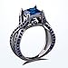 Caperci 2.0ct Princess Cut Created Blue Sapphire Engagement Ring 14k Black Gold Plating Sterling Silver 925 Ring