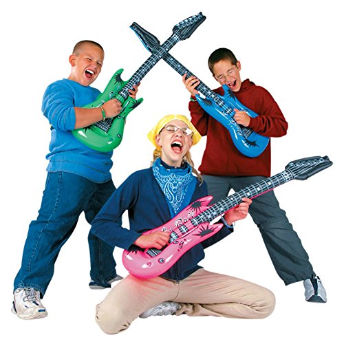 Koogel Inflatable Rock Star Toy Set, 6pcs 36\'\' Electric Guitar,4pcs 31\'\' Microphones,1pcs 17\'\' Inflatable Boom Box Radio for Party Decorations.