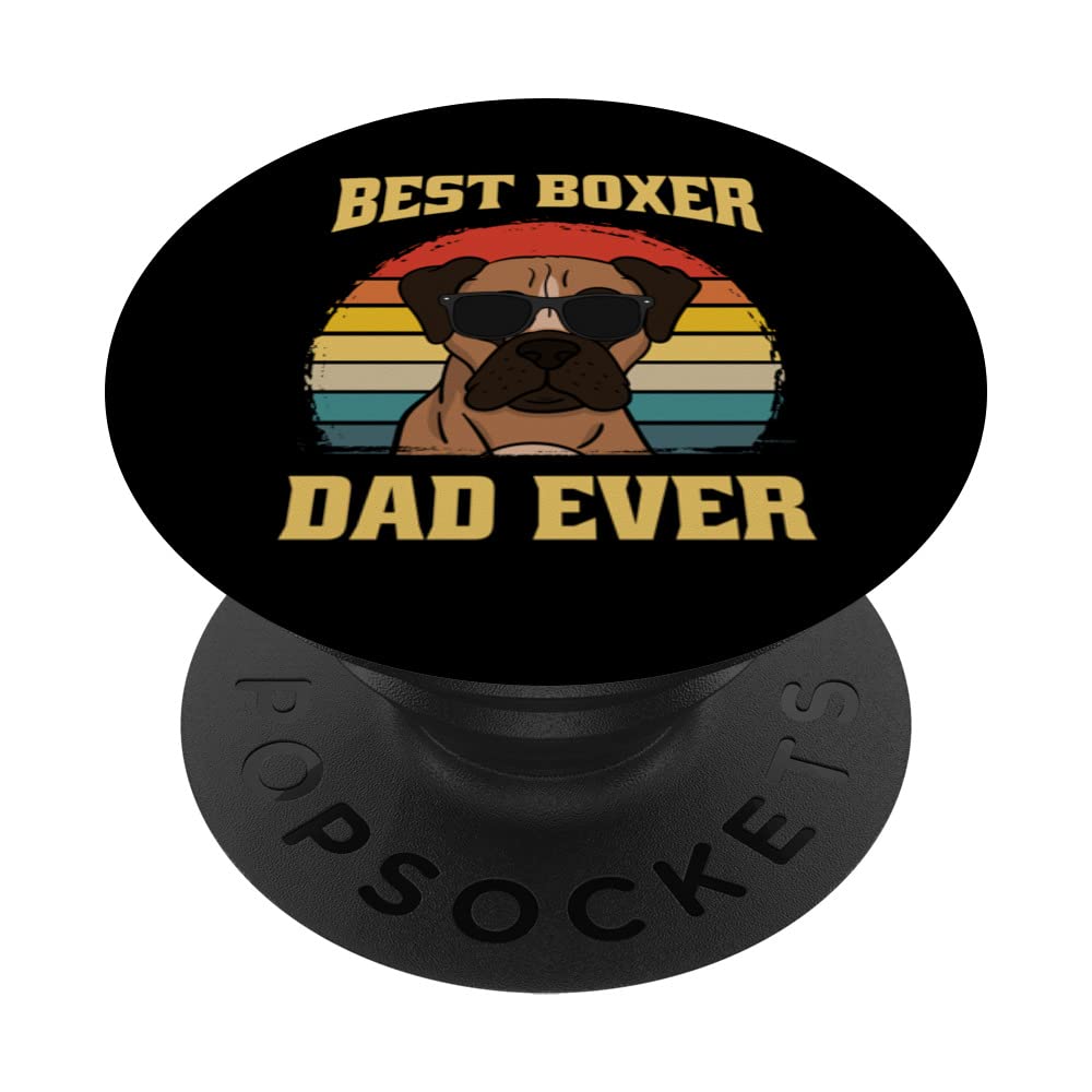 Best Boxer Dog Dad Father Papa Ever Puppy Funny Retro PopSockets Swappable PopGrip