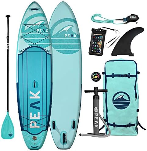 Peak Expedition Inflatable Stand Up Paddle Board | 10'6" or 11' Long x 32" Wide x 6" Thick | Durable and Lightweight Touring SUP | Stable Wide Stance