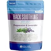 Back Soothing Bath Salt 32 Ounces Epsom Salt with Natural Bergamot, Lavender, Eucalyptus and Peppermint Essential Oils Plus Vitamin C in BPA Free Pouch with Easy Press-Lock Seal