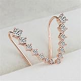 1Pair Fashion Charming Women CZ Crystal Ear Sweep Cuff Earrings Hook Jewelry, Gold