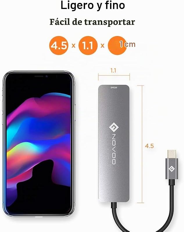 Hub USB C, adaptador USB C 6 em 1 com suporte de carregamento PD de 100W, HDMI 4K, 2 USB 3.0, leitor de cartão SD/TF, adaptador multiporta para MacBook Air/Pro e outros dispositivos Tipo C