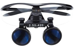 XUX Loupes 2.5X Magnification Binocular Maginifer Dentistry Surgical Optical Glass Lens(Black)