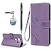 LG V30 Case, LG V30 Plus Case, Light Purple PU Leather Embossed Floral Butterfly Wallet Purse Credit Card Holders Magnetic Flip Folio TPU Soft Bumper Ultra Slim Protective Cover for LG V30