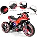 Costzon Kids Motorcycle 6V Bicycle 3 Wheels Battery Powered W/ MP3 for Boys & Girls, Children Electric Ride on (Red & Black)