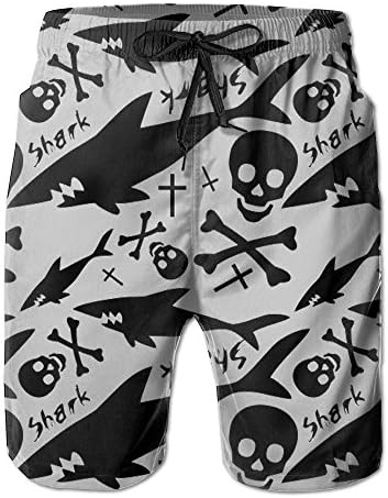 CIAON TMOIYA Men's Skull Shark Swim Trunk Board Shorts