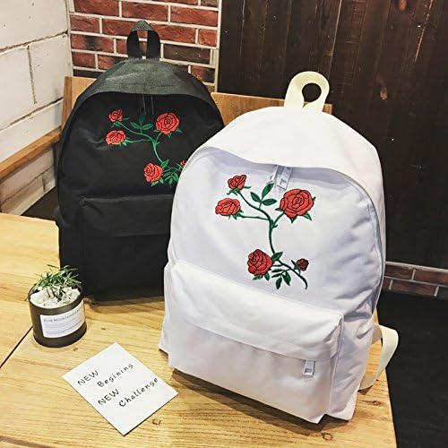 Wyhui Travel Students Canvas Double Shoulder Bag Women Moon Wood Harajuku Rose Embroidery Backpack Multicolor one size