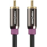 FosPower Subwoofer Cable (6 FT) RCA to RCA Audio Stereo Cable, Male to Male - Dual Shielded Cord | 24K Gold Plated Connector | Corrosion Resistant | Clean Sounding Signal
