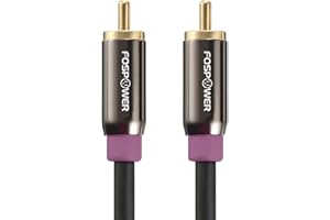 FosPower Subwoofer Cable (6 FT / 1.8 M) RCA to RCA Audio Stereo Cable, Male to Male - Dual Shielded Cord | 24K Gold Plated Co
