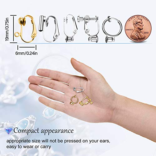 Clip-on Earrings Converter Components with Post for Non-Pierced Ears DIY Comfort Earring PadsÂ for Women or Girls 2 Colors 5 Style 18 Pieces