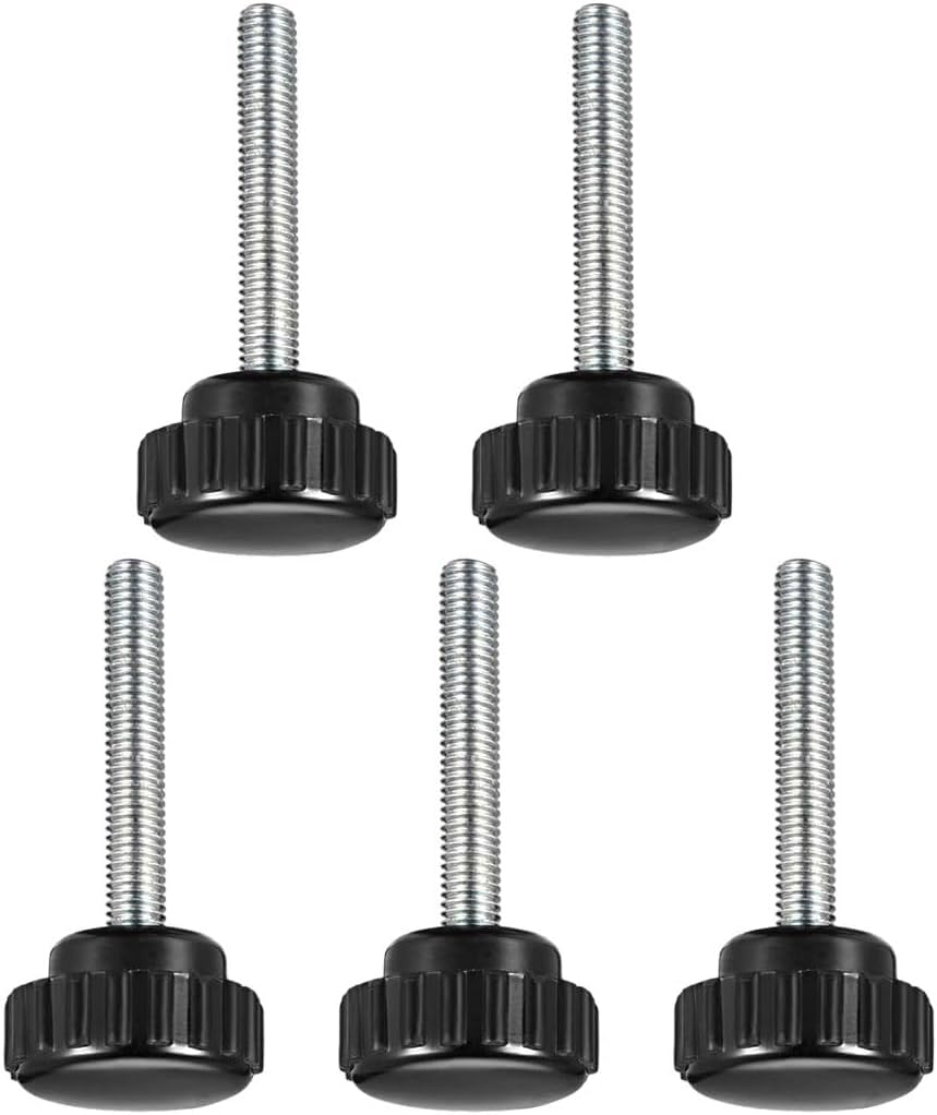 Boxonly Knurled Clamping Knobs Grip for Saw Drill Press Lathe and Routing Jigs Round Head Clamping Handle Bolt with Plastic Knobs M5 x 35mm 5pcs