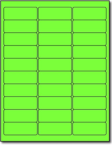 100 Sheets / 3000 Fluorescent FBA and Word Compatible Size Address Labels 30UP 2.625"x1" 30 Labels Per Sheet. Ink Jet and Laser Guaranteed. Made in USA (Neon Fluorescent Green)