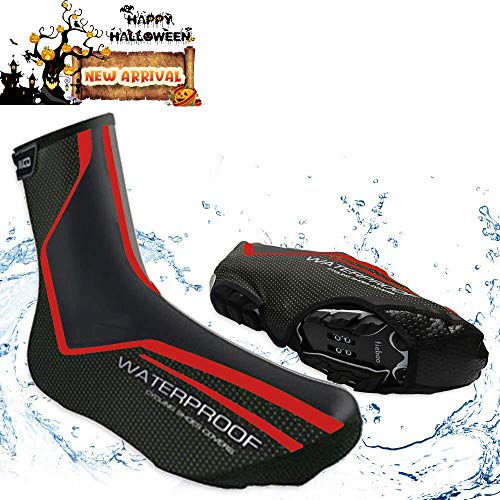 Men's Cycling Shoes Covers,Winter Lightweight Waterproof Windproof Warmer Mountain Road Bike Cover Shoes for Outdoor Sports (Red, L)