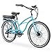 sixthreezero Around The Block Women’s Electric Bicycle, 7-Speed Beach Cruiser eBike, 500 Watt Motor, 26″ Wheels, Teal Blue with Black Seat and Gripsthumb 1